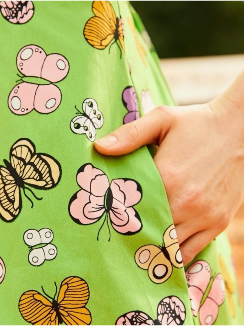 NWT Modcloth Green Butterfly-Print Short Sleeve Mini Dress with White Collar.16W - Picture 7 of 9